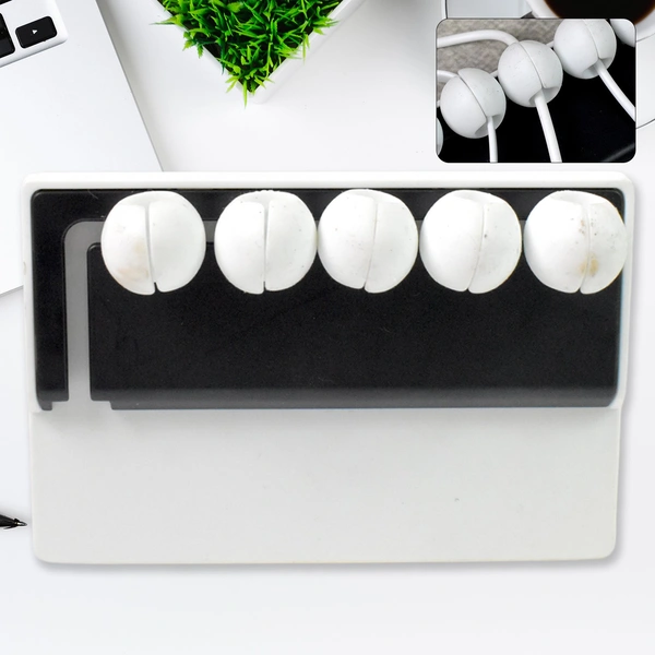 5-Slot Adhesive Cable Holder for Desk & Car - Wire Management Clip