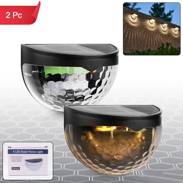 6 LED Solar Wall Fence Light with Honeycomb Shade (2 Pc Set)