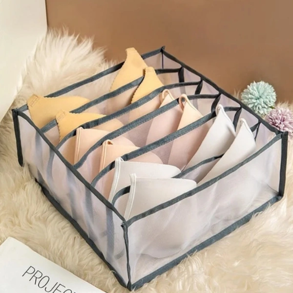 7 Compartment Under Garment Storage Box – Foldable Fabric Organizer for Socks, Underwear, Lingerie & Closet Drawer Storage(Pack of 1)