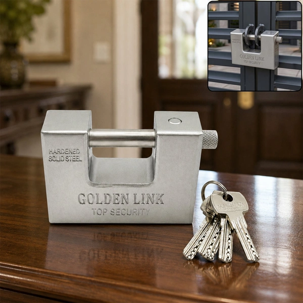 94mm Hardened Stainless Steel Padlock with 5 Keys – Durable Security Lock