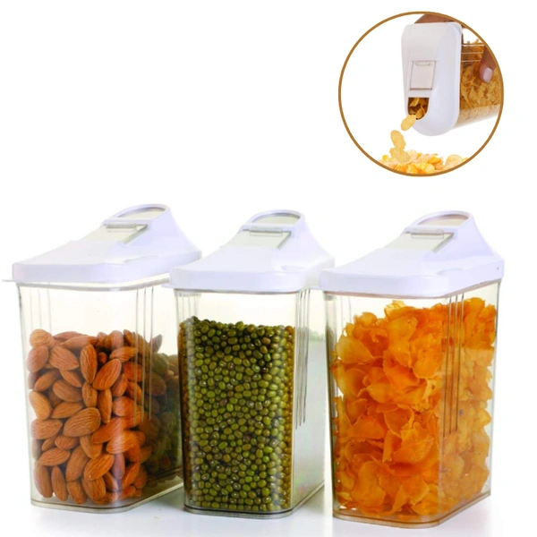 Anjani Smart Pour Airtight Cereal & Grain Storage Containers – Set of 2 Food Dispenser Boxes with Easy Pour Lid