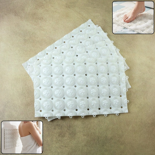 Anti-Slip Bathroom Massage Mat with Suction Cups (4-Pack)