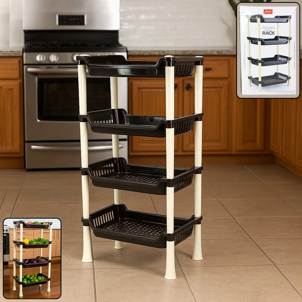 Apex 4-Layer Small Plastic Storage Rack – Durable & Multi-Purpose