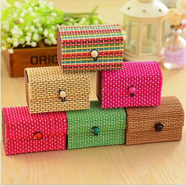Bamboo Jewellery Box – Elegant Natural Bamboo Storage Case for Rings, Earrings & Accessories (Random color-Pack of 1)
