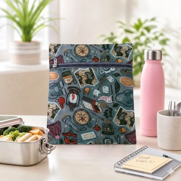 Big Thermal Lunch Pouch | Cotton Insulated Tiffin Cover Bag for Office & School