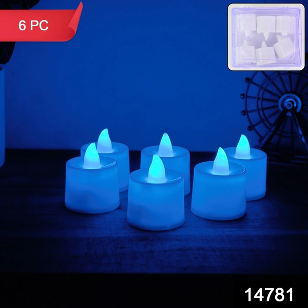 Blue LED Tea Light Candles – 6 Pc Flameless Decorative Lights