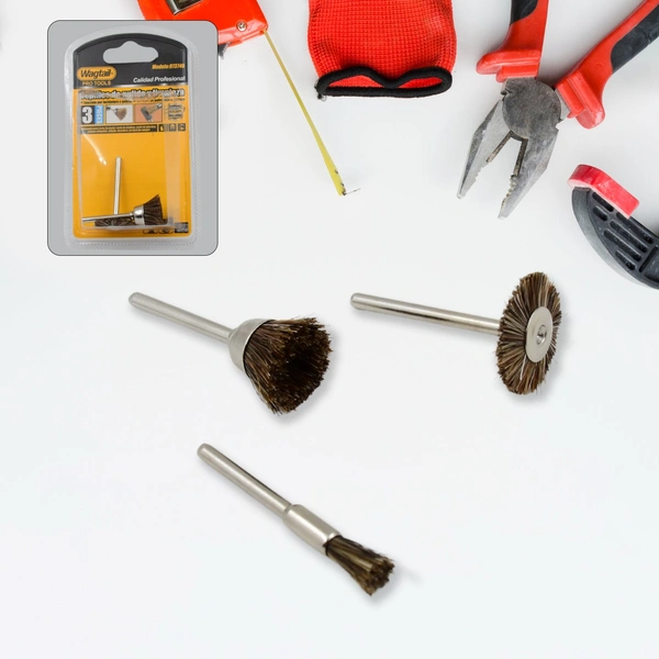 Brass Wire Wheels 3-Pc Set for Rust Removal & Metal Grinding