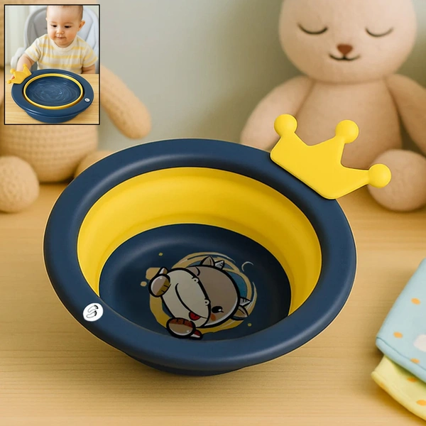 Cartoon Foldable Baby Wash Basin 33x31 cm - Lightweight & Durable