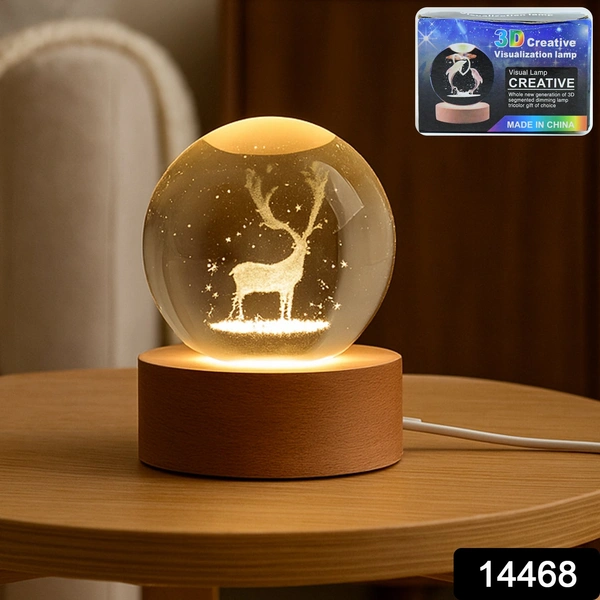 Crystal Ball LED Night Light with Wood Base - Multiple Designs