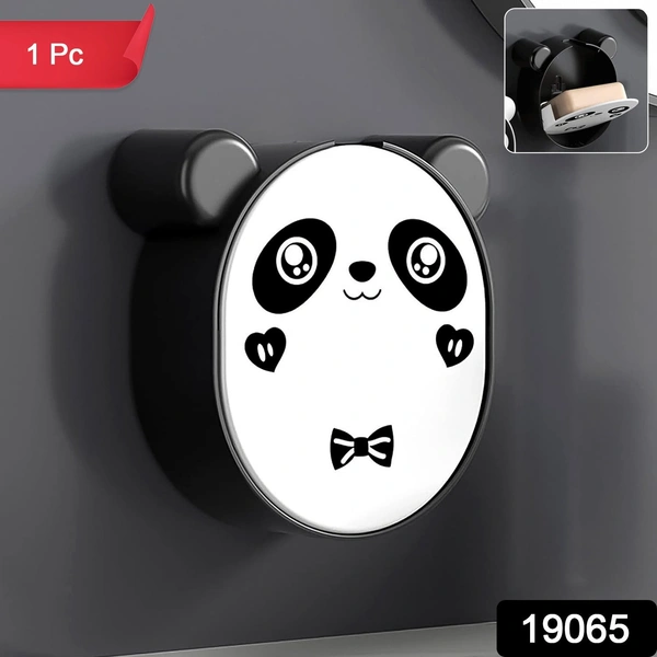 Cute Panda Wall-Mounted Flip-Top Soap Box - Waterproof & No Drill