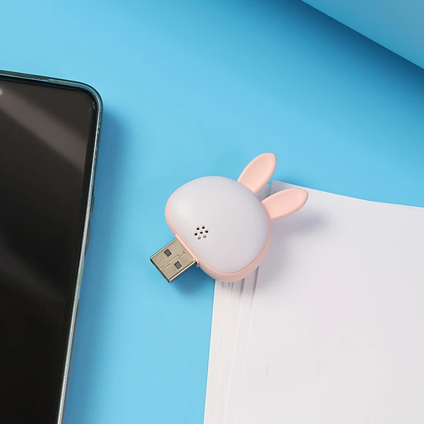 Cute USB Rabbit Night Light | Voice-Activated LED Lamp for Nursery