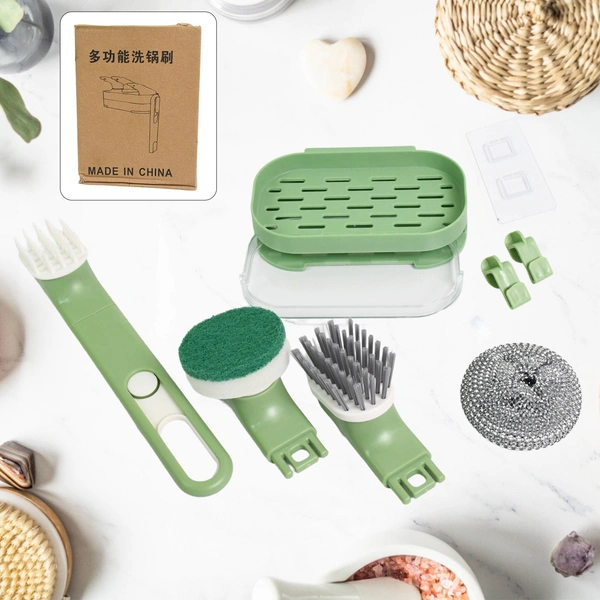Dish Brush Set with Handle & Replacement Heads, 9-Piece Kitchen Cleaning Kit
