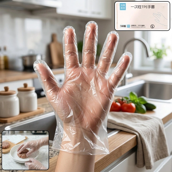 Disposable Clear Plastic Gloves - Large, 100 Count Pack