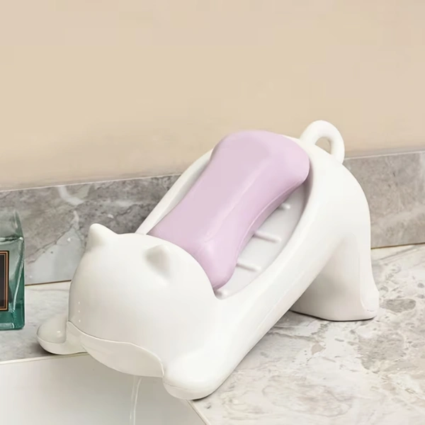 Dog Shaped Soap Dish Tray – Cute Bathroom Soap Holder with Drainage | Durable Plastic Soap Stand for Bathroom & Kitchen