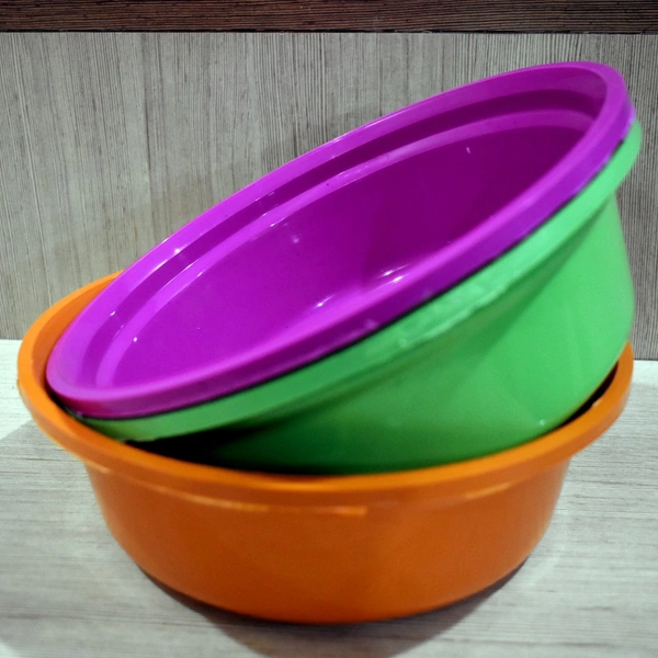 Durable Plastic Round Storage Bowl Set of 3 - Multipurpose Basins