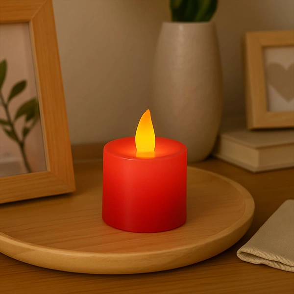Electrical Candles Diya LED Tea Light, Diwali(1 Pc / Red)