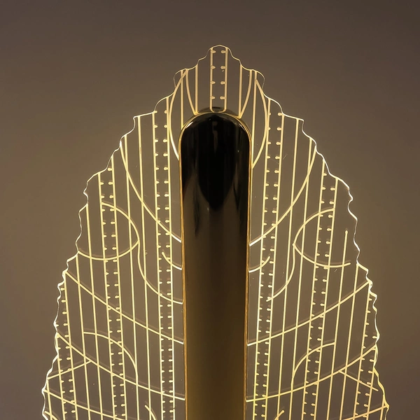Elegant Plastic LED Table Lamp with Leaf Design Shade (1 Pc)