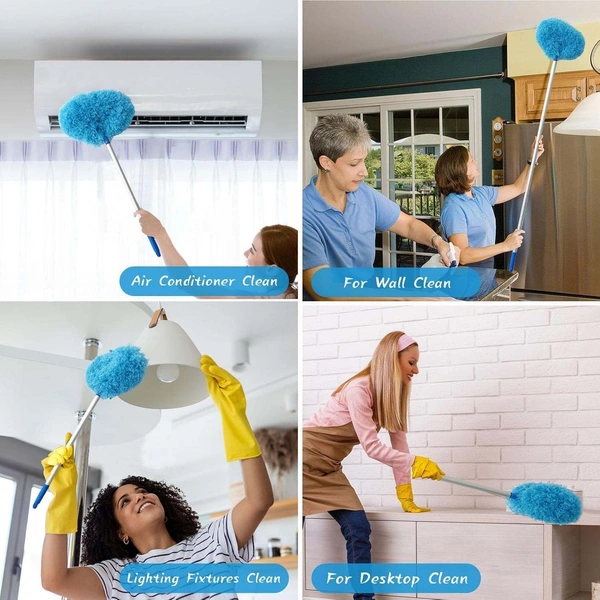 Extendable Round Microfiber Cleaning Duster with 83.5 cm Handle