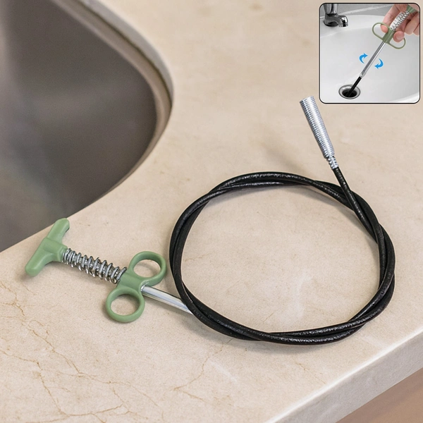 Flexible Spring Drain Cleaning Tool with Ergonomic Grip - 157 cm