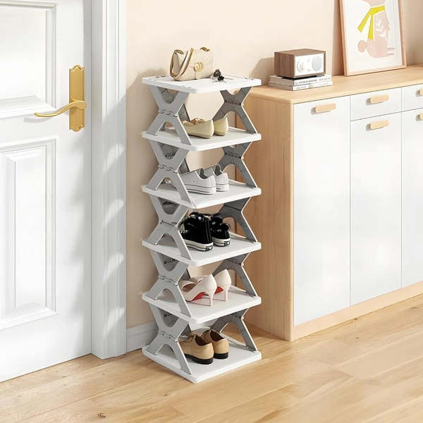 Foldable 6-Layer Shoe Rack - Space-Saving Entryway Organizer