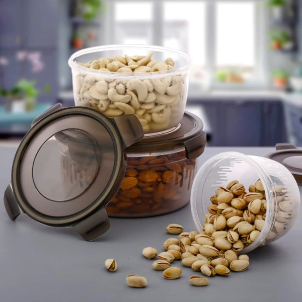 Food Storage Container Set of 3 – Airtight Plastic Kitchen Storage Boxes| Stackable & Hygienic