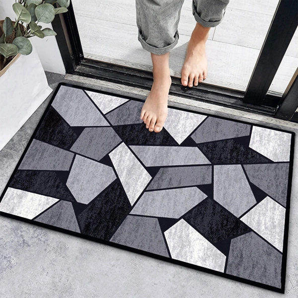 Geometric Anti Slip Door Floor Mat (1 Pc, 90x60 Cm)
