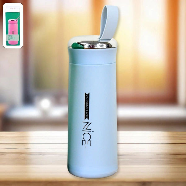 Glass Water Bottle 400ml Leak Proof - Light Blue