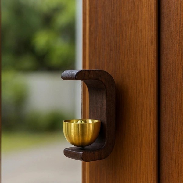 Handcrafted Wooden Door Bell with Premium Brass - Vintage Door Chime