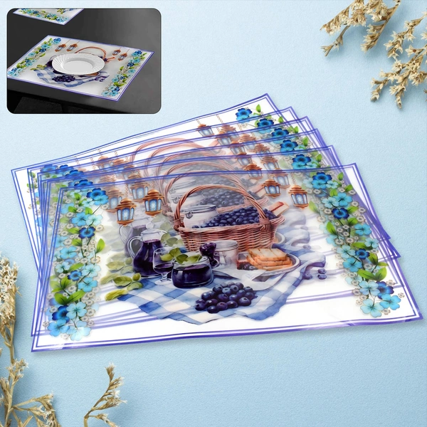 Heat-Resistant PVC Dining Table Placemats Set of 6 - Multicolor