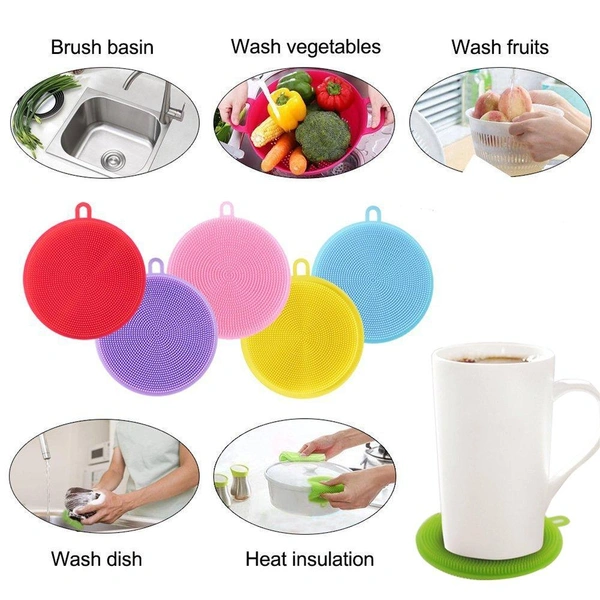 Heat-Resistant Silicone Dish Scrubber - Mildew Free & Non-Stick