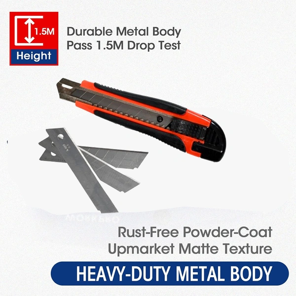 Heavy Duty 18mm Cutter Knife Set with Extra Blades for Office & Home