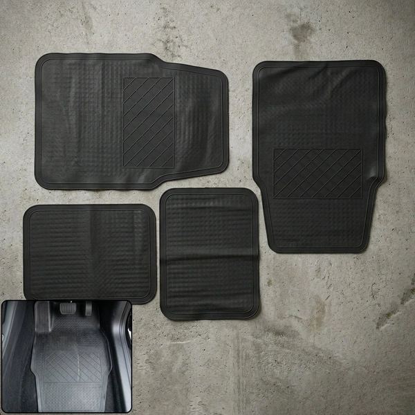 Heavy Duty Anti-Slip Rubber Car Foot Mat Set (4 Pc)