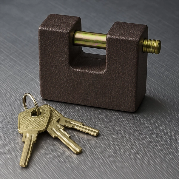 Heavy Duty Brass Core Black Iron Door Lock with 5 Keys (63mm)