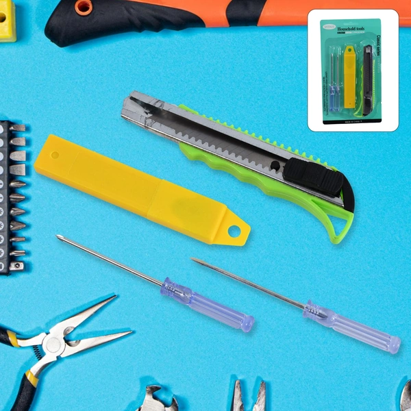 Heavy Duty Cutter Knife & 2 Screwdrivers, 4 Pc Set