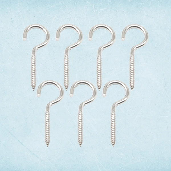 Heavy Duty Stainless Steel Eye Hooks Screw - 7 Pc Set