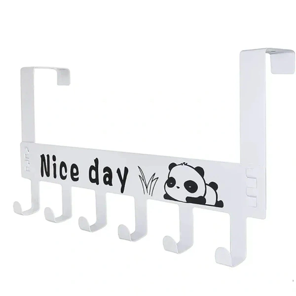 Heavy-Duty Carbon Steel Over Door Hook Hanger Rack - 6 Hooks, White