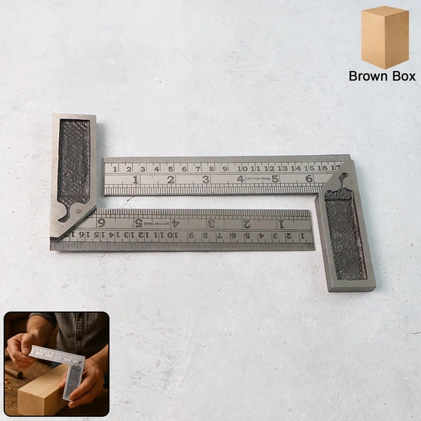 Heavy-Duty Metal Try Square Ruler Set – 2 Pc for Precision