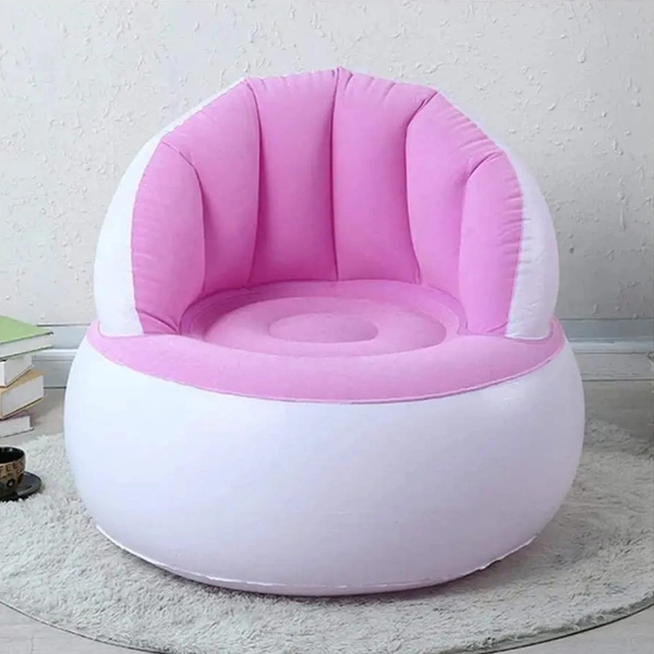 Kids inflatable sofa chair with backrest & Foot Air Pump (1 Set 85x74 Cm Approx)