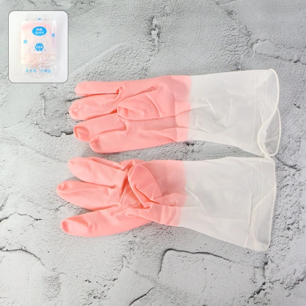 Large Waterproof Reusable Cleaning Gloves - Durable Rubber Pair