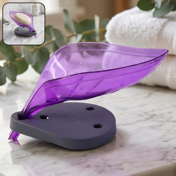 Leaf Shape Soap Tray Holder with Drain for Bathroom & Kitchen