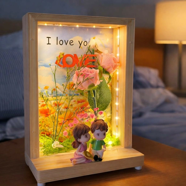 LED Couple Photo Frame Showpiece with Warm Lights