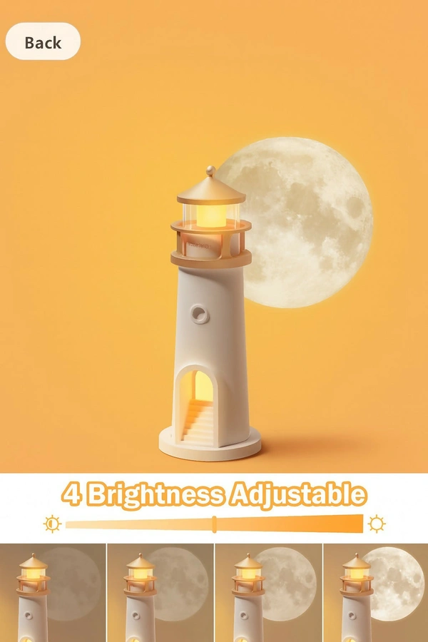 Lighthouse Moonlight Projector Lamp with Remote & USB Rechargeable