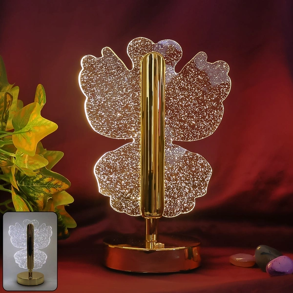 Luxury Crystal Four-Leaf Clover Table Lamp with USB Recharge