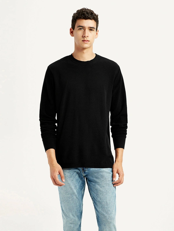 Men's Solid Black Crew Neck T-shirt