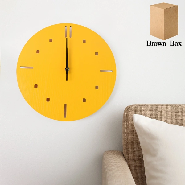 Modern Yellow Round Silent Wall Clock – Stylish & Non-Ticking