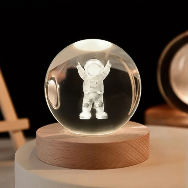 Moon 3D Crystal Ball Lamps with Base For Bedroom 3D Lamps (1 Pc)