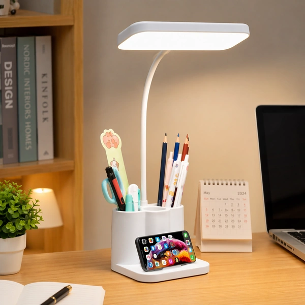 Multi-Function LED Desk Lamp with Pen Holder & Phone Stand