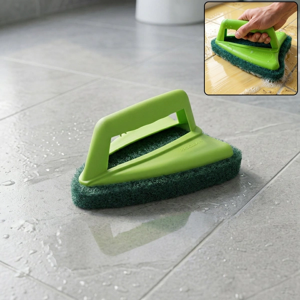Multipurpose Bathroom Brush with Abrasive Scrubber & Handle