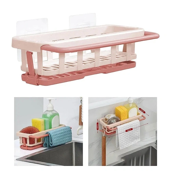 Multipurpose Kitchen & Bathroom Shelf with Towel Hanger – Self-Adhesive Wall Rack, Shower & Storage Organizer (Pack of 1)