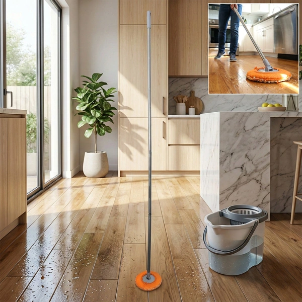 Multipurpose Spin Mop with Microfiber Head & Bucket System